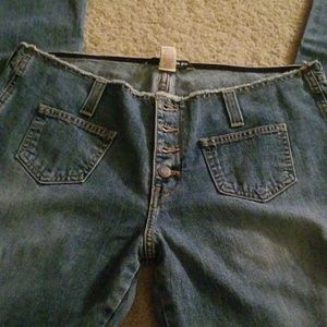 Abercrombie and Fitch raw edge waist jeans